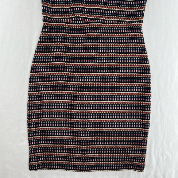 Mystic Bodycon Mini Dress Womens S Sleeveless Back Zip Striped Knit Multicolor - Picture 4 of 11